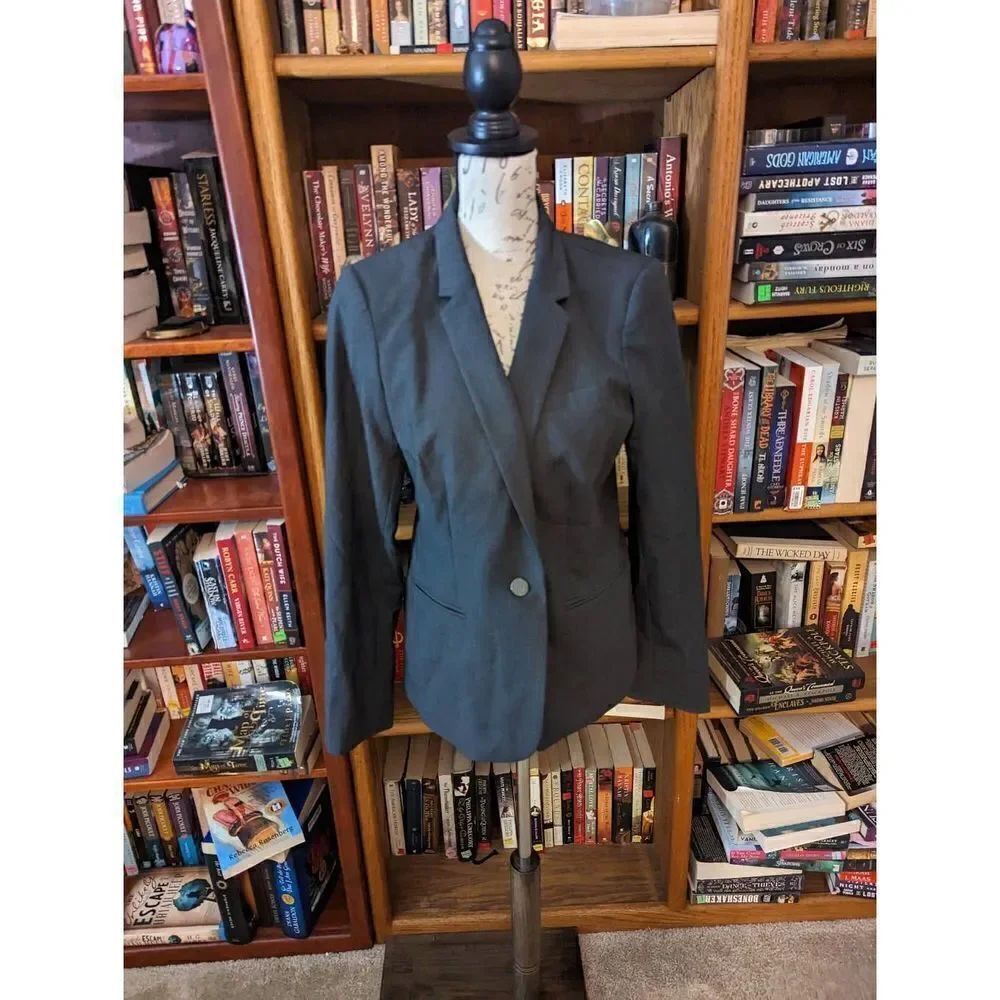 CALVIN Klein grey stretch blazer one button sz p nwt